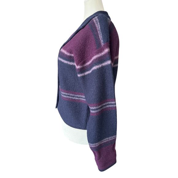 Christopher & Banks Striped 100% Wool Sweater Women's Size L Shoulder Pads Retro - Picture 2 of 9